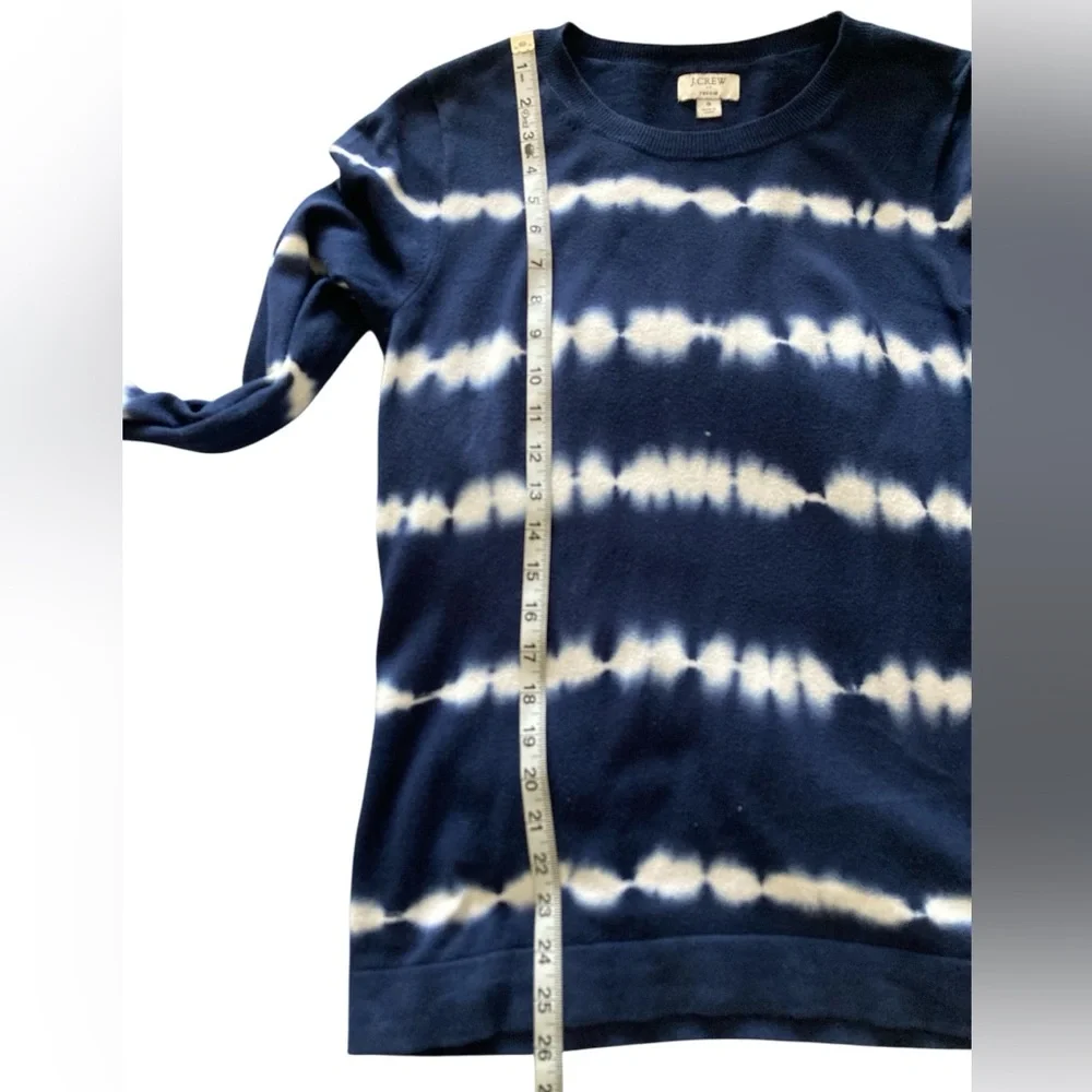 J. Crew Teddie Blue and White Long Sleeve Crew Neck Sweater, Sz S